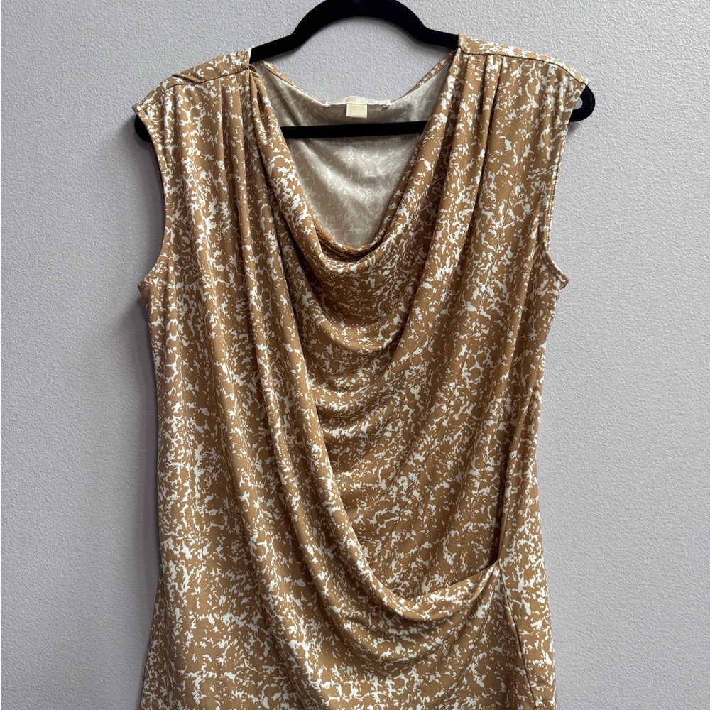 Michael Kors Beige and White Printed Sleeveless Top